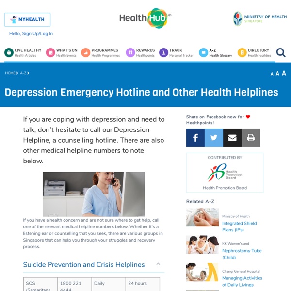 Depression Emergency Hotline and Other Health Helplines