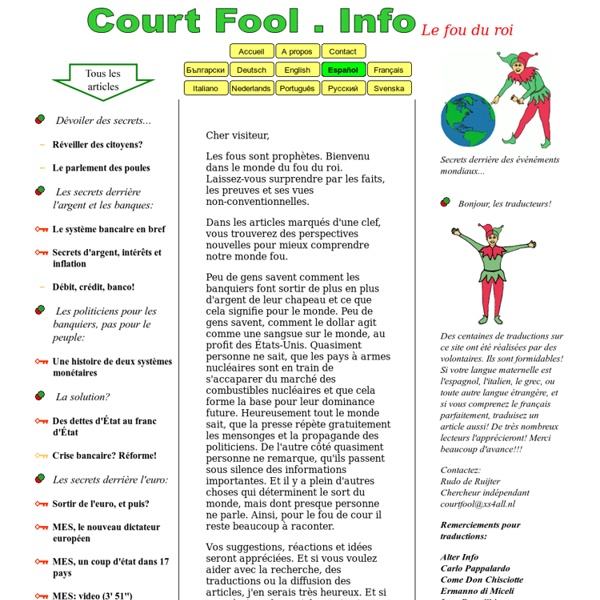 Court Fool.info - Secrets derrière des événéments mondiaux - Recherches et analyses