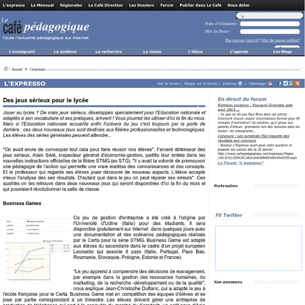 Des jeux sérieux pour le lycée
