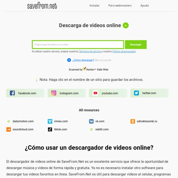 Descarga gratuita desde Rapidshare, FileFactory. Descarga gratuita de vídeos desde Youtube, Google, Metacafe: SaveFrom.net