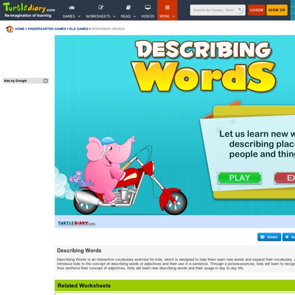 Describing Words - Adjective Words for kindergarten kids