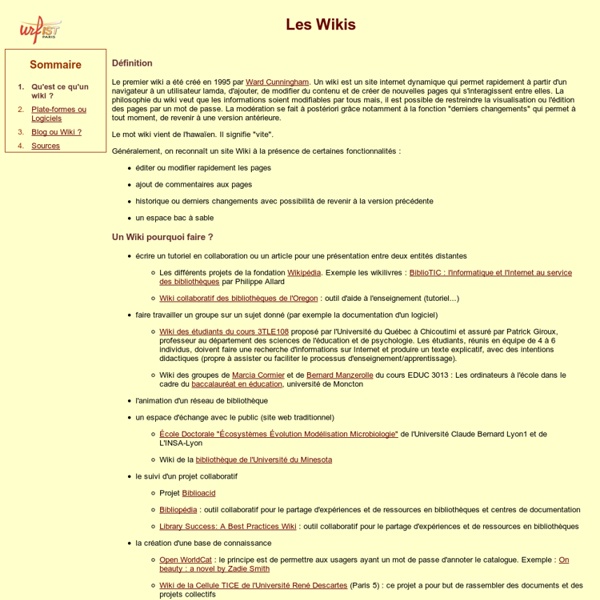 Les Wikis : description, usages en bibliothèques