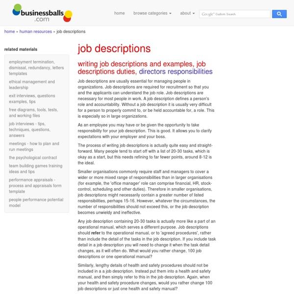 Free job descriptions - job descriptions writing templates and examples