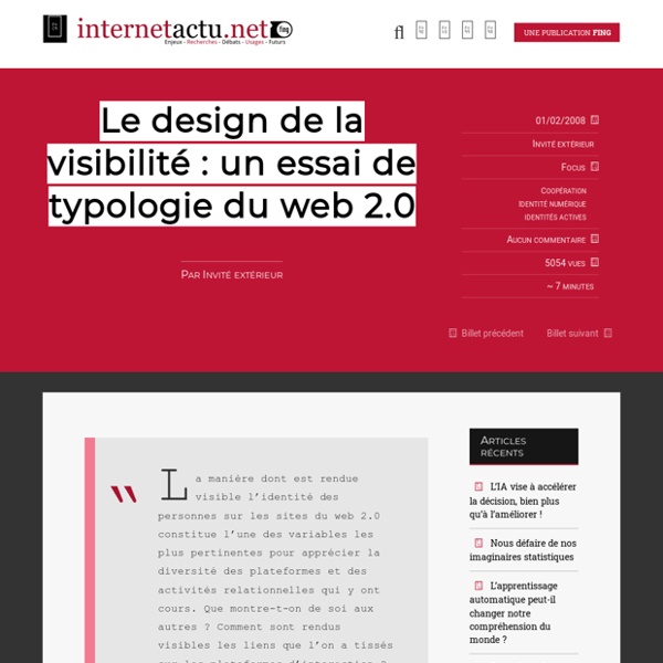 Le design de la visibilité : un essai de typologie du web 2.0