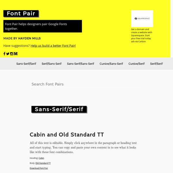 Font Pair - Helps designers pair Google Fonts together