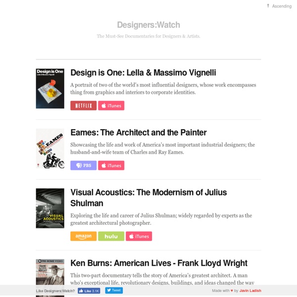Designers:Watch - The Must-See Design & Art Documentaries.