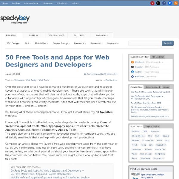 50 Free Tools and Apps for Web Designers and Developers