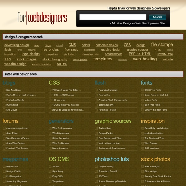 For Web Designers - Website Design Resources