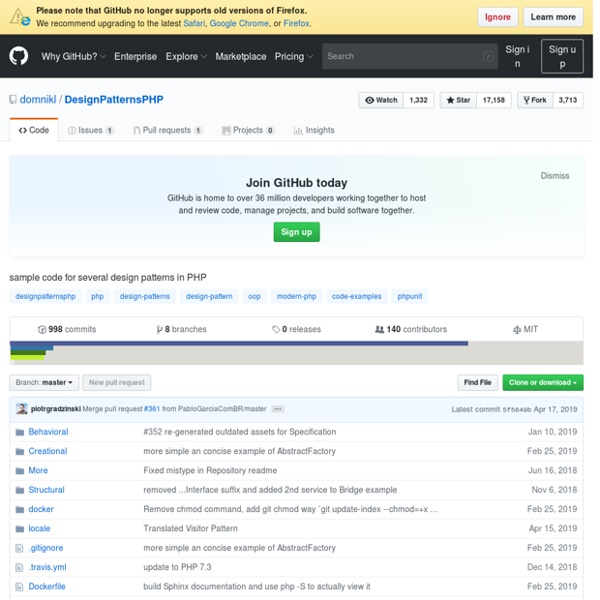 Domnikl/DesignPatternsPHP: sample code for several design patterns in PHP