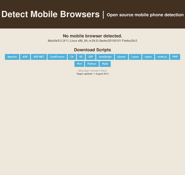 Detect Mobile Browsers - Open source mobile phone detection