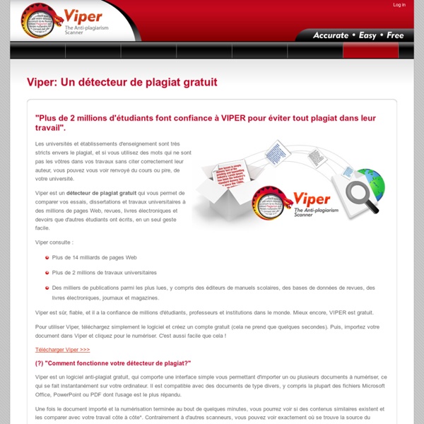 VIPER: Un détecteur de plagiat gratuit