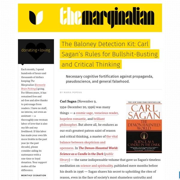 The Baloney Detection Kit Carl Sagan’s Rules for BullshitBusting and