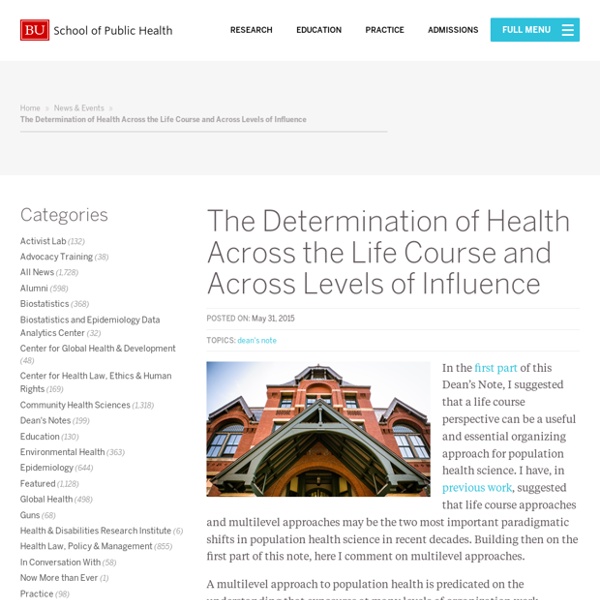 The Determination of Health Across the Life Course and Across Levels of Influence » SPH