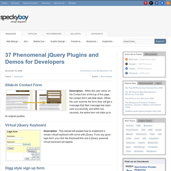 37 Phenomenal jQuery Plugins and Demos for Developers