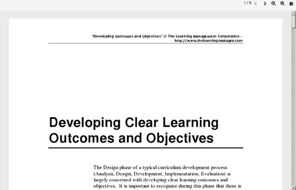 Developing Clear Learning Outcomes and Objectives