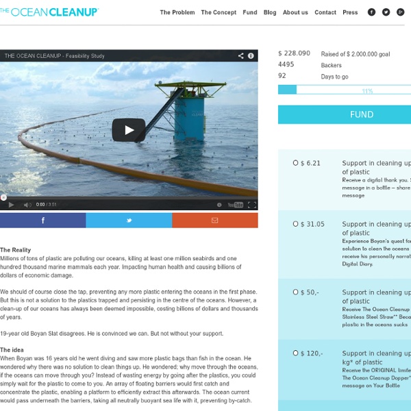 The Ocean Cleanup, developing technologies to extract, prevent and intercept plastic pollution