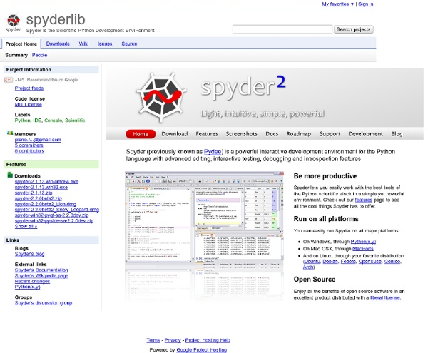 Spyderlib - Spyder is the Scientific PYthon Development EnviRonment