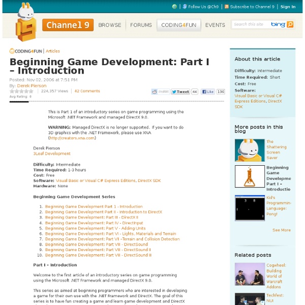 Beginning Game Development: Part I – Introduction