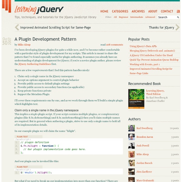 A Plugin Development Pattern