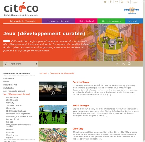 Jeux (développement durable) - Cité de l'Économie et de la Monnaie