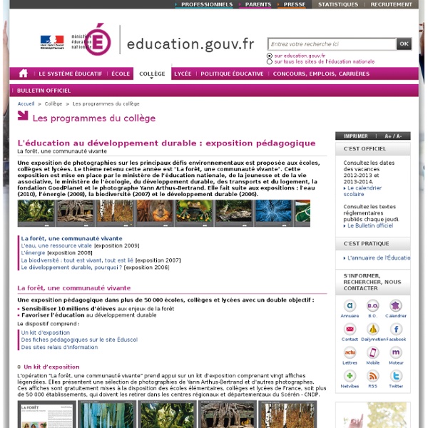 Éducation au développement durable : exposition pédagogique - Ministère de l'éducation nationale