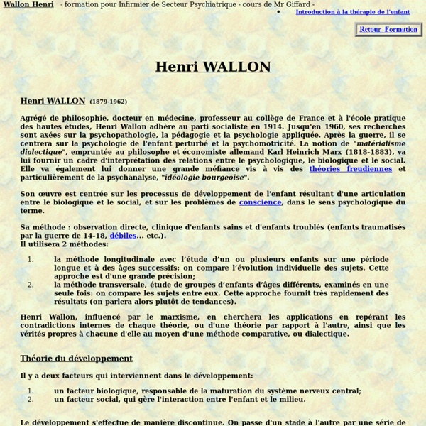 Wallon henri developpement psychomoteur de l'enfant pedopsychiatrie psychiatrie et psychologie