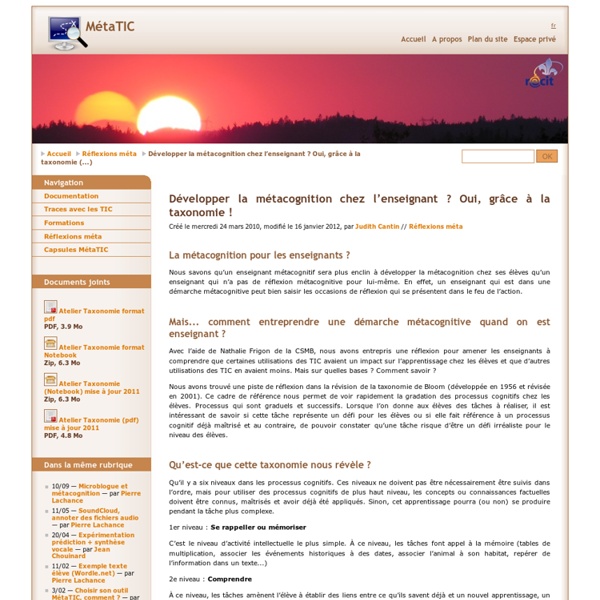 Développer la métacognition chez l'enseignant ? Oui, grâce à la taxonomie !