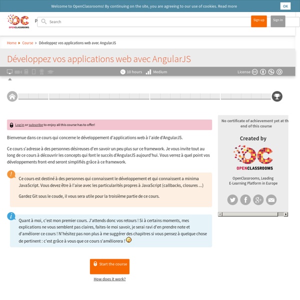 OpenClassrooms - Développez vos applications web avec AngularJS