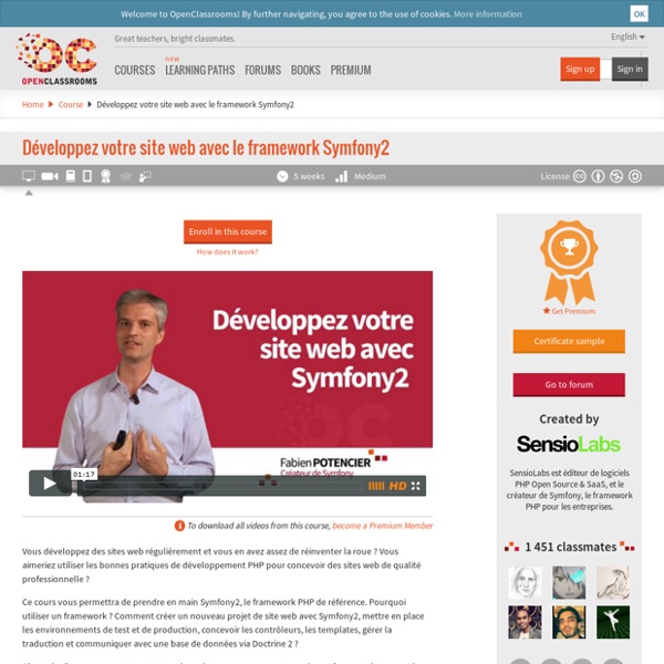 Développez votre site web avec le framework Symfony2