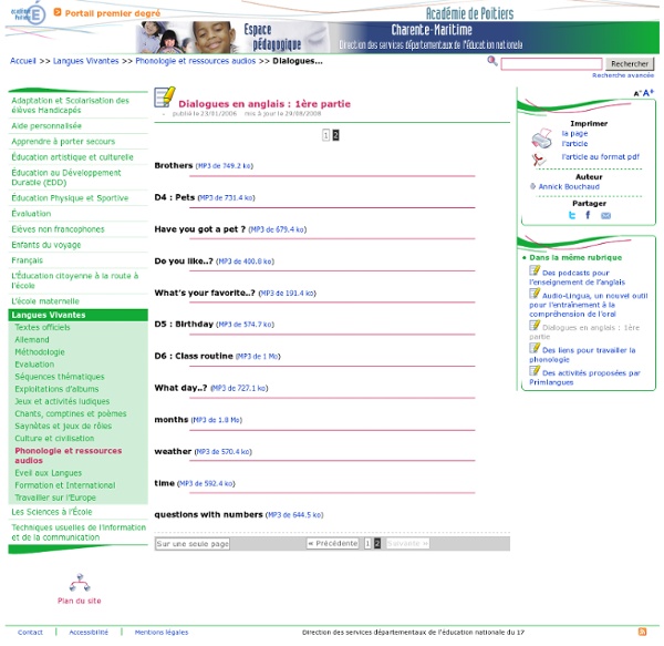 Dialogues en anglais - Page 2/2 - Pédagogie - Direction des services départementaux de l’éducation nationale du 17