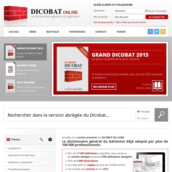 Dicobat online - Le dictionnaire général du Bâtiment