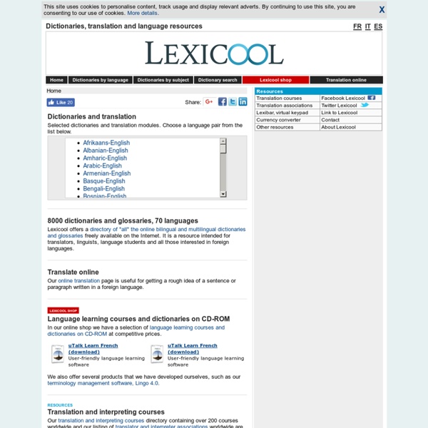 Multilingual translation dictionaries online & language resources - lexicool.com