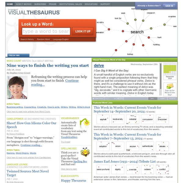 Thinkmap Visual Thesaurus An online thesaurus and dictionary of over