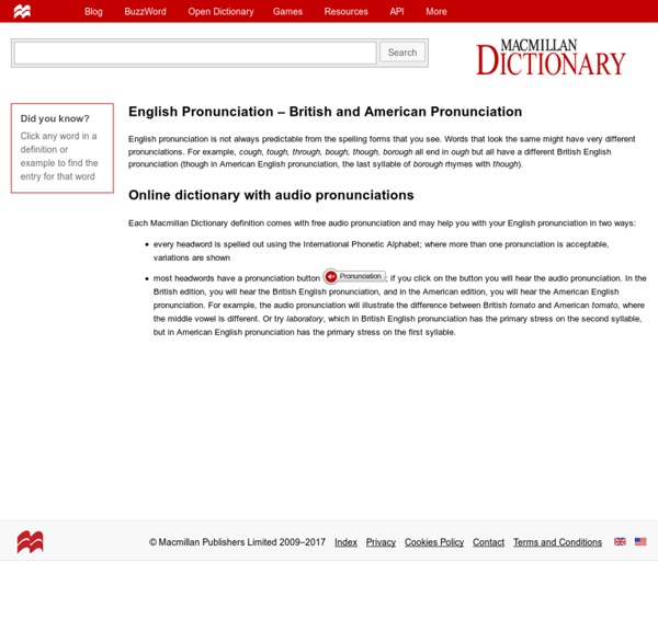 Macmillan Online Dictionary with Free Audio Pronunciation