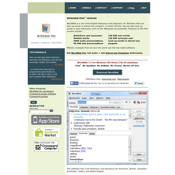 WordWeb: Free English dictionary and thesaurus download