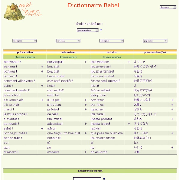 Dictionnaire Babel vocabulaire en ligne