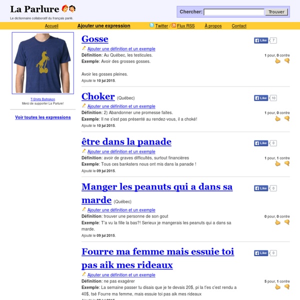 La Parlure - Le dictionnaire collaboratif du français parlé.