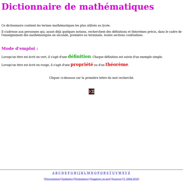 Dictionnaire des mathématiques