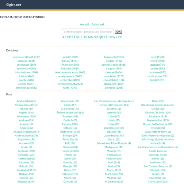 Sigles.net - Dictionnaire de sigles et acronymes : description, domaine, pays, langue, année, site officiel du sigle que vous recherchez