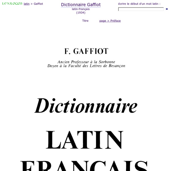Dictionnaire latin-français Gaffiot en ligne - LEXILOGOS