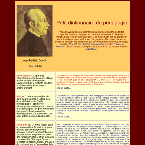 Site de Philippe Meirieu : dictionnaire personnel