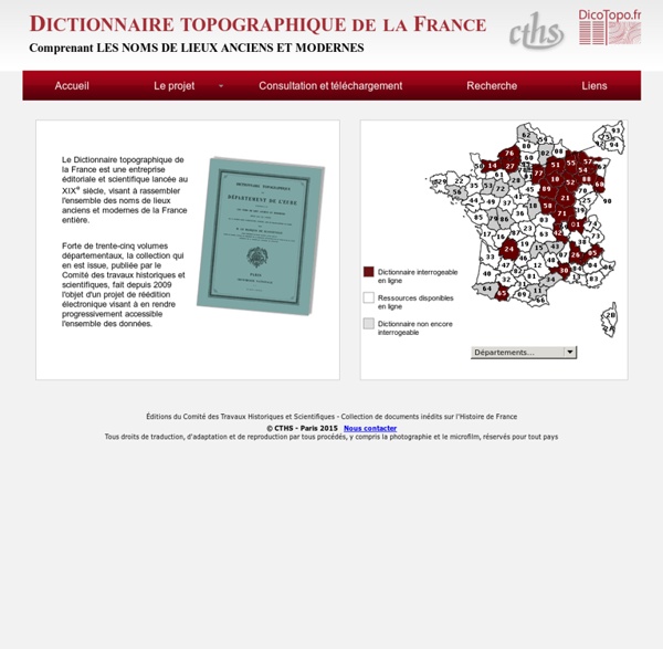Dictionnaire topographique de la France - CTHS