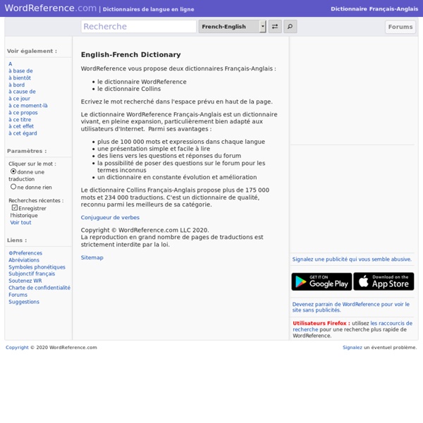 Dictionnaire Français-Anglais WordReference.com