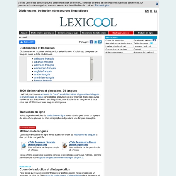 Multilingual translation dictionaries online & language resources - lexicool.com
