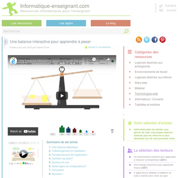 Balance didactique interactive pour apprendre à peser