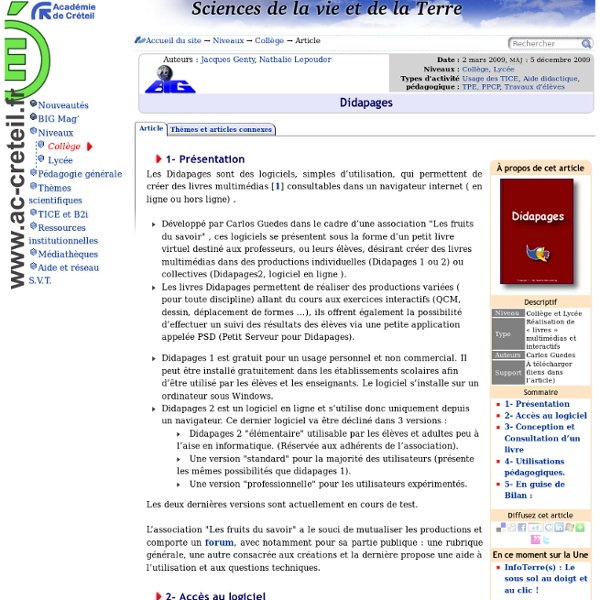 Tutoriel livres Didapage