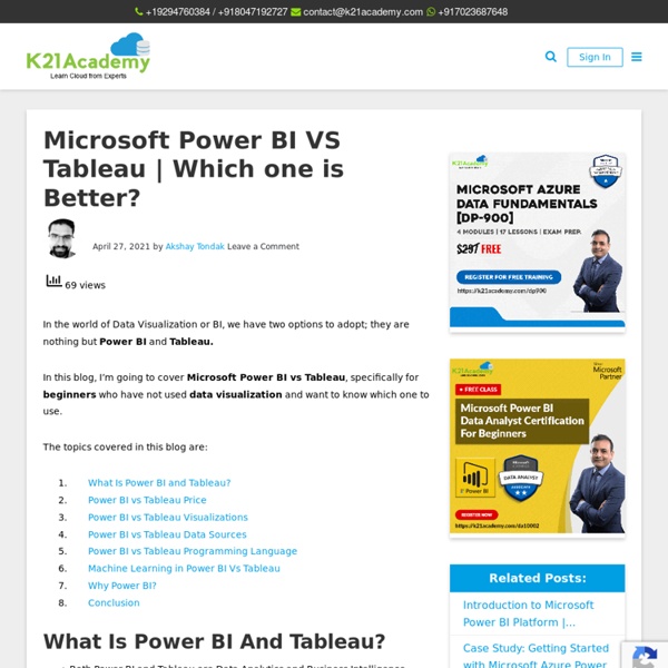 Microsoft Power BI Vs Tableau