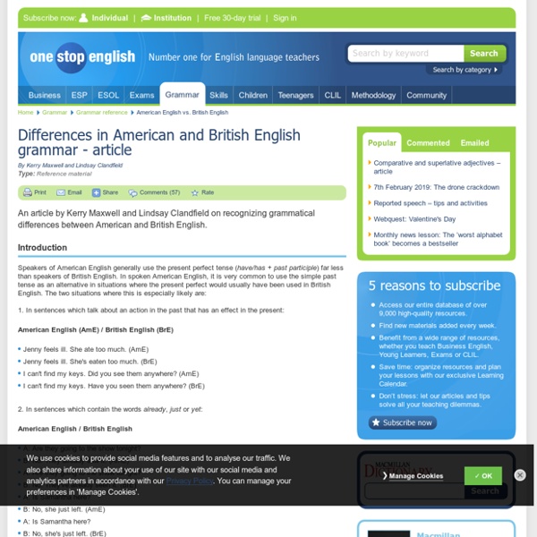 Differences in American and British English grammar - article