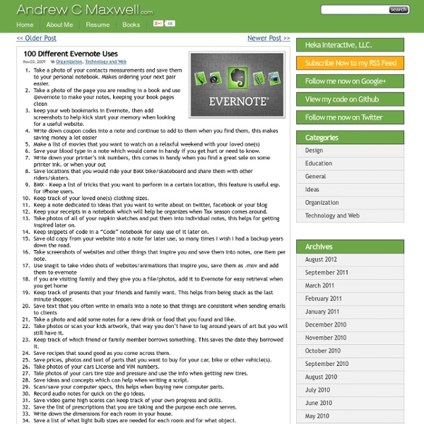100 Different Evernote Uses - Andrew Maxwell