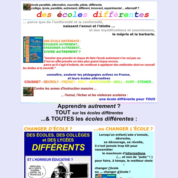 ECOLES DIFFERENTES : LE GUIDE-ANNUAIRE 2011 des alternatives éducatives
